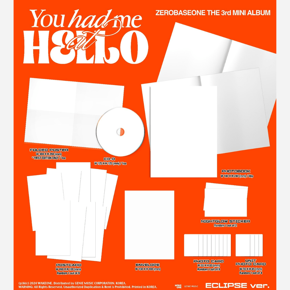 K-POP・アジア ZB1 You had me at HELLO(ECLIPSE ver.) Amazon.com: Dreamus ZEROBASEONE You had me at HELLO 3rd Mini