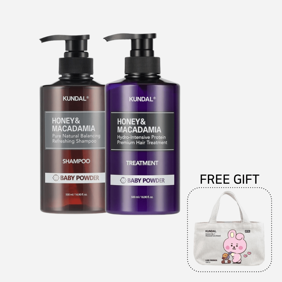 HONEY & MACADAMIA NATURE SHAMPOO & TREATMENT SET - BABY POWDER